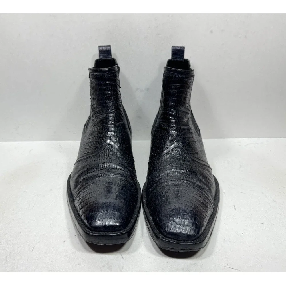 Jo Ghost Leather Ankle Black Exotic Leather Chelsea Boots Size EU 44.5 / 11.5 US